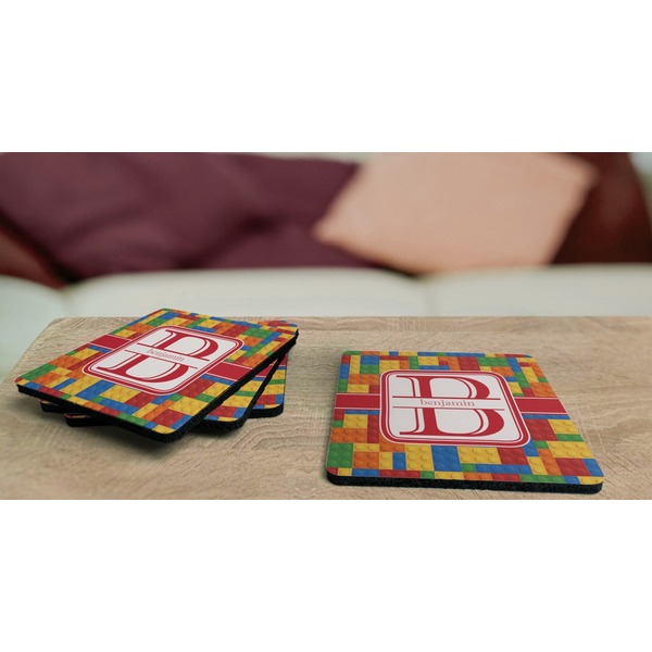 Building Blocks Coaster Rubber Back - On Coffee Table