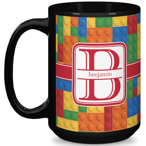Custom Building Blocks 15 Oz Coffee Mug - Black (Personalized)