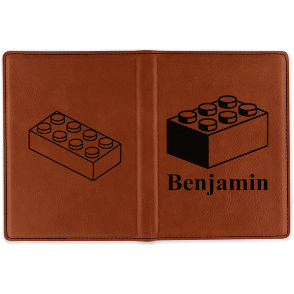 Building Blocks Cognac Leather Passport Holder Outside Double Sided - Apvl