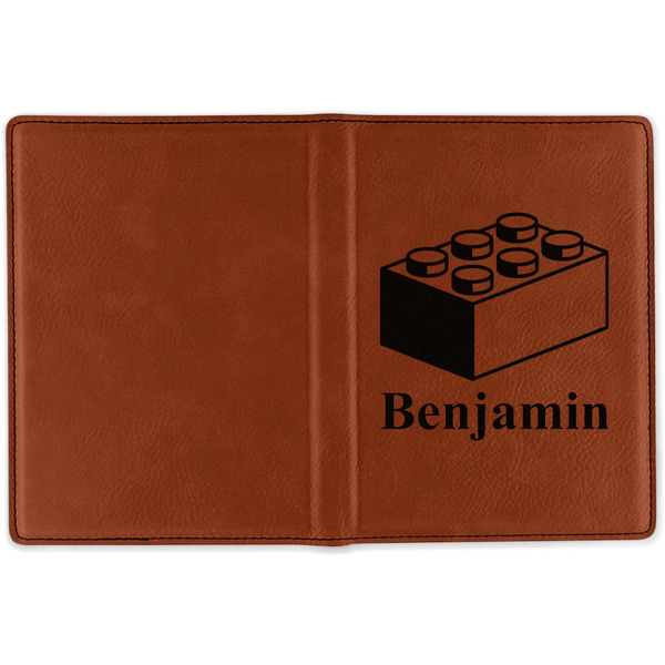 Building Blocks Cognac Leather Passport Holder Outside Single Sided - Apvl