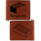 Building Blocks Cognac Leatherette Bifold Wallets - Front and Back
