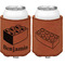Building Blocks Cognac Leatherette Can Sleeve - Double Sided Front and Back