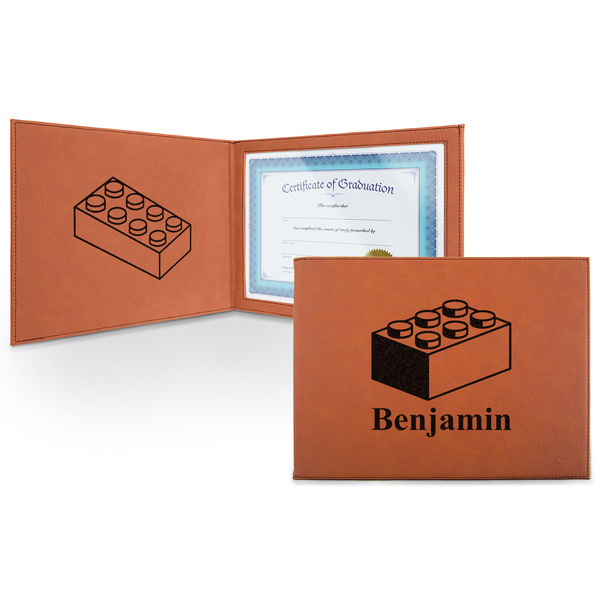 Custom Building Blocks Leatherette Certificate Holder - Front and Inside (Personalized)
