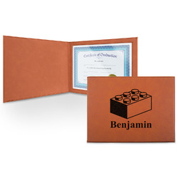 Building Blocks Leatherette Certificate Holder - Front (Personalized)