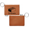 Building Blocks Cognac Leatherette Keychain ID Holders - Front Apvl