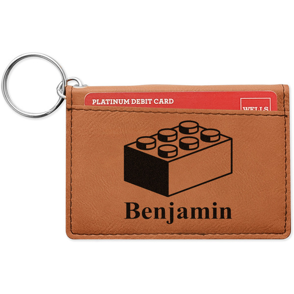 Custom Building Blocks Leatherette Keychain ID Holder - Double Sided (Personalized)
