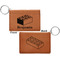 Building Blocks Cognac Leatherette Keychain ID Holders - Front and Back Apvl