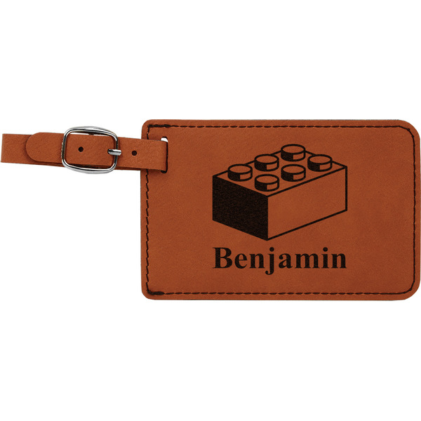 Custom Building Blocks Leatherette Luggage Tag (Personalized)