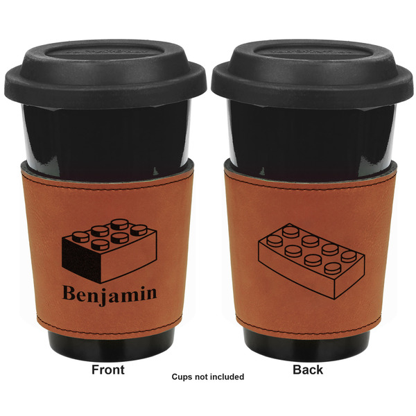 Building Blocks Cognac Leatherette Mug Sleeve - Double Sided Apvl