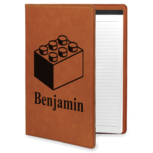Custom Building Blocks Leatherette Portfolio with Notepad - Large - Single Sided (Personalized)