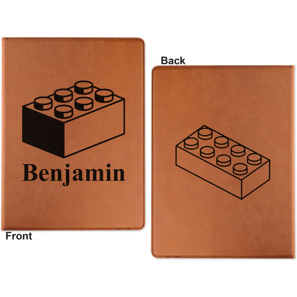 Building Blocks Cognac Leatherette Portfolios with Notepad - Small - Double Sided- Apvl