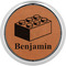 Building Blocks Cognac Leatherette Round Coasters w/ Silver Edge - Single