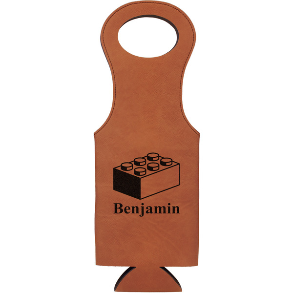 Custom Building Blocks Leatherette Wine Tote - Double Sided (Personalized)