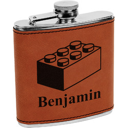 Building Blocks Leatherette Wrapped Stainless Steel Flask (Personalized)