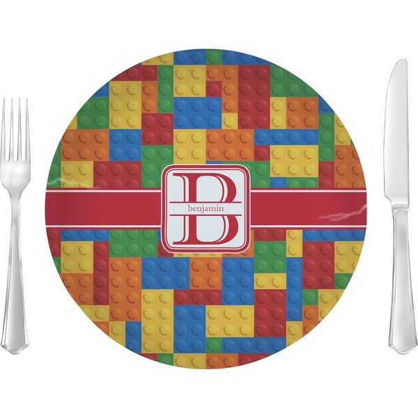 Custom Building Blocks 10" Glass Lunch / Dinner Plates - Single or Set (Personalized)