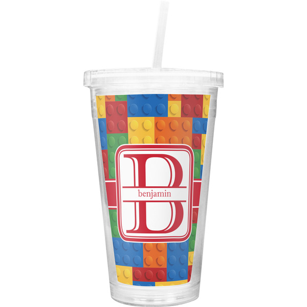 Custom Building Blocks Double Wall Tumbler with Straw (Personalized)