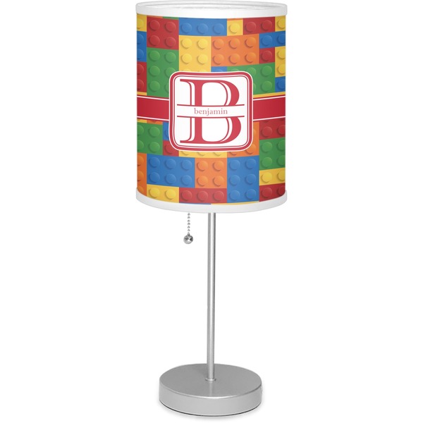 Custom Building Blocks 7" Drum Lamp with Shade Linen (Personalized)