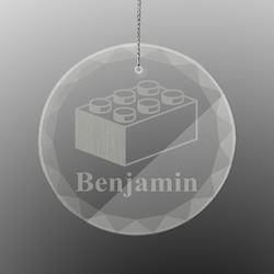 Building Blocks Engraved Glass Ornament - Round (Personalized)