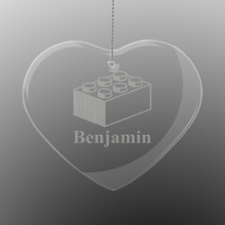 Building Blocks Engraved Glass Ornament - Heart (Personalized)
