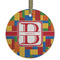 Building Blocks Frosted Glass Ornament - Round