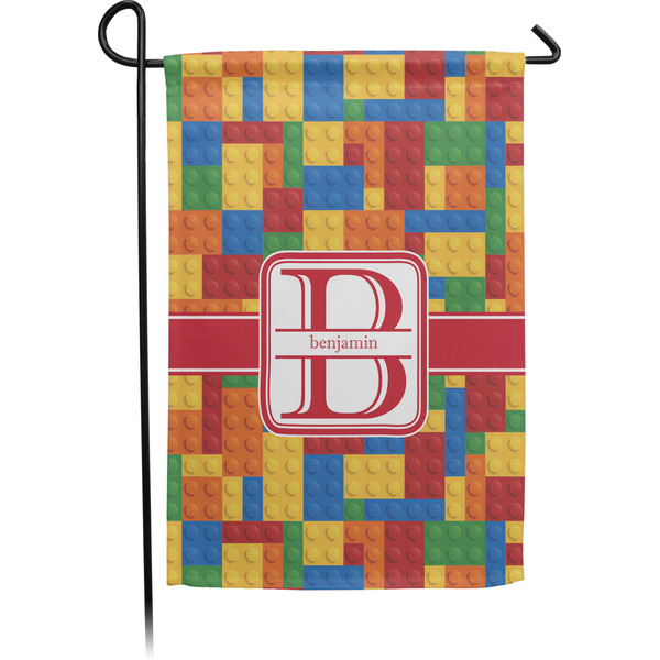 Custom Building Blocks Small Garden Flag - Single Sided w/ Name and Initial