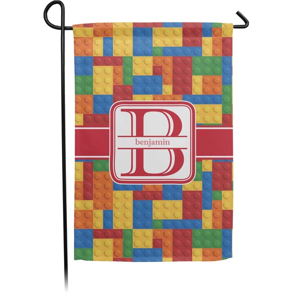 Custom Building Blocks Small Garden Flag - Double Sided w/ Name and Initial