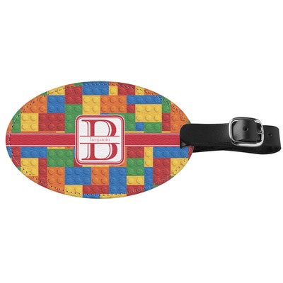 Building Blocks Genuine Leather Oval Luggage Tag (Personalized)
