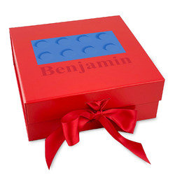 Building Blocks Gift Box with Magnetic Lid - Red (Personalized)