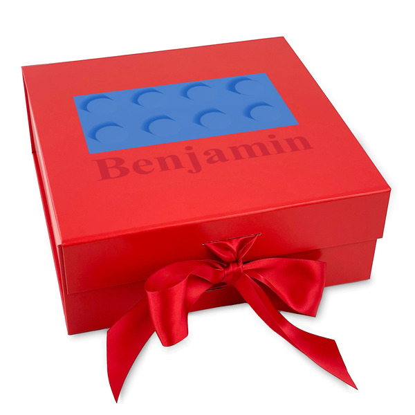 Custom Building Blocks Gift Box with Magnetic Lid - Red (Personalized)