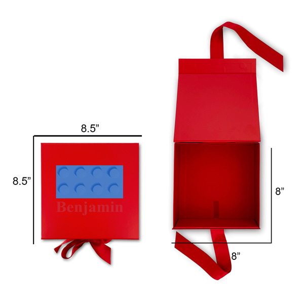 Building Blocks Gift Boxes with Magnetic Lid - Red - Open & Closed