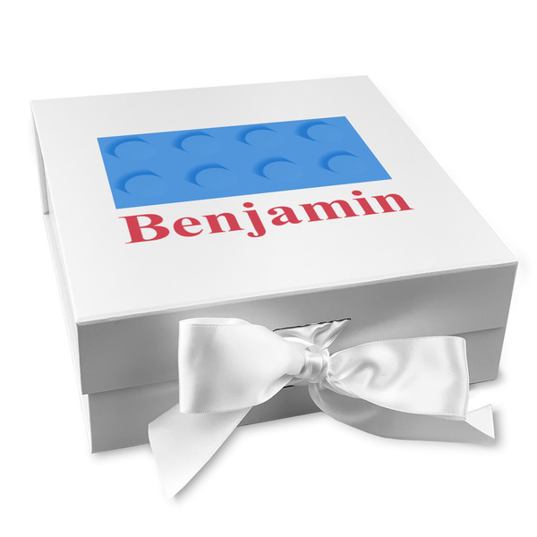 Custom Building Blocks Gift Box with Magnetic Lid - White (Personalized)