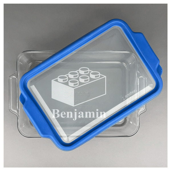 Building Blocks Glass Baking Dish - FRONT w/ LID (13x9)