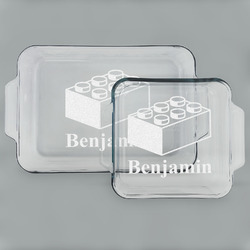 Building Blocks Set of Glass Baking & Cake Dish - 13in x 9in & 8in x 8in (Personalized)