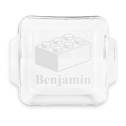 Building Blocks Glass Cake Dish with Truefit Lid - 8in x 8in (Personalized)