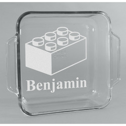 Building Blocks Glass Cake Dish - 8in x 8in (Personalized)