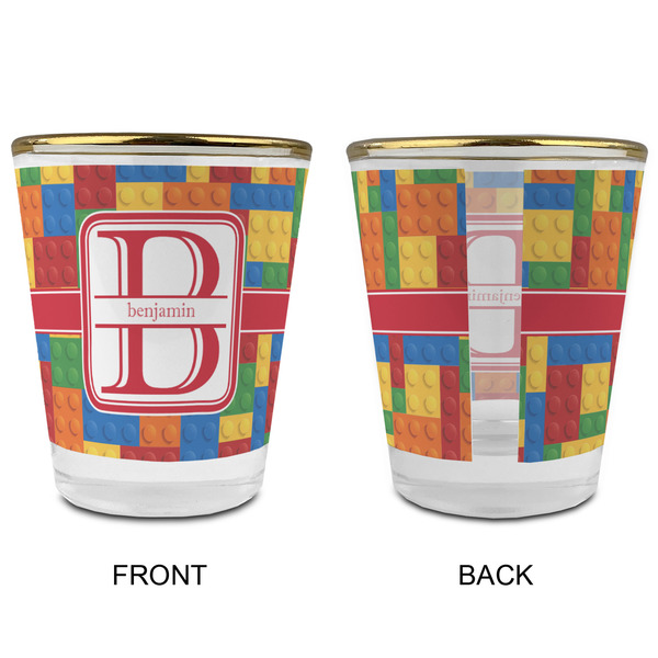 Building Blocks Glass Shot Glass - with gold rim - APPROVAL
