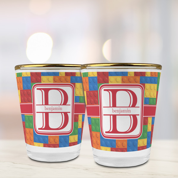 Building Blocks Glass Shot Glass - with gold rim - LIFESTYLE