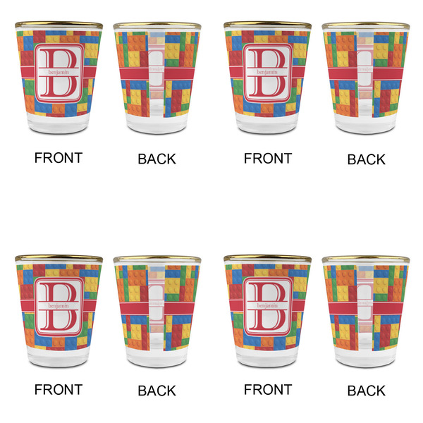 Building Blocks Glass Shot Glass - with gold rim - Set of 4 - APPROVAL