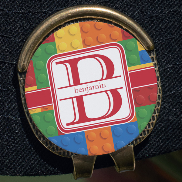 Building Blocks Golf Ball Marker Hat Clip - Gold - Close Up