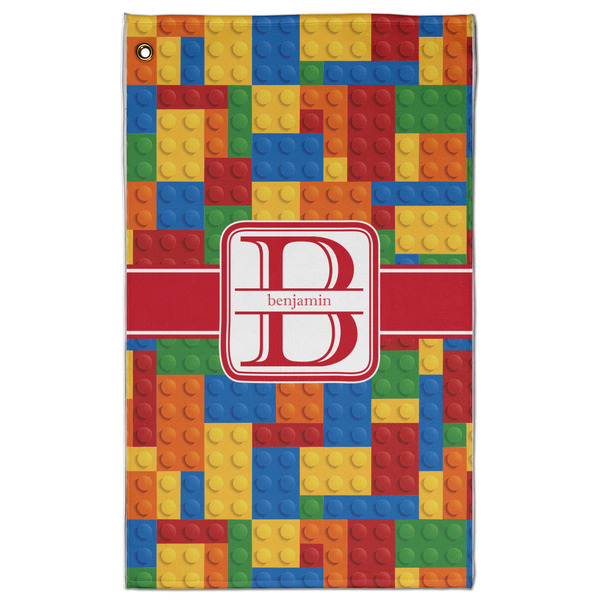 Custom Building Blocks Golf Towel - Poly-Cotton Blend - Large w/ Name and Initial