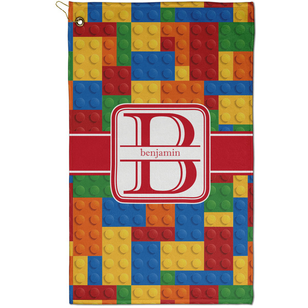 Custom Building Blocks Golf Towel - Poly-Cotton Blend - Small w/ Name and Initial