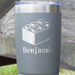 Building Blocks 20 oz Stainless Steel Tumbler - Grey - Single Sided (Personalized)