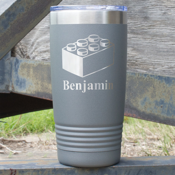Custom Building Blocks 20 oz Stainless Steel Tumbler - Grey - Single Sided (Personalized)