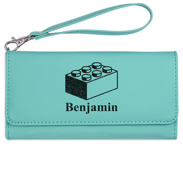 Building Blocks Ladies Wallet - Leather - Teal - Front View