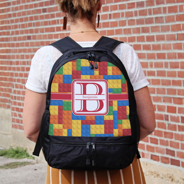 Building Blocks Large Backpack - Black - On Back
