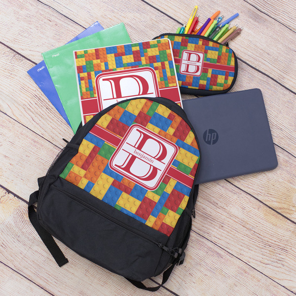 Building Blocks Large Backpack - Black - With Stuff