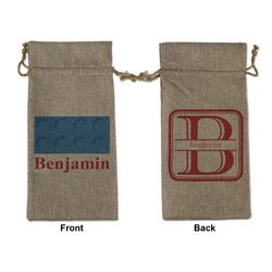 Building Blocks Large Burlap Gift Bag - Front & Back (Personalized)
