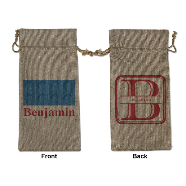 Custom Building Blocks Large Burlap Gift Bag - Front & Back (Personalized)