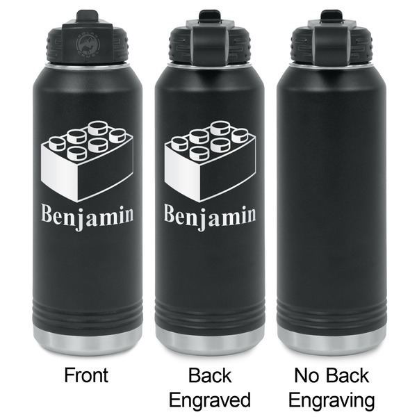 Building Blocks Laser Engraved Water Bottles - 2 Styles - Front & Back View