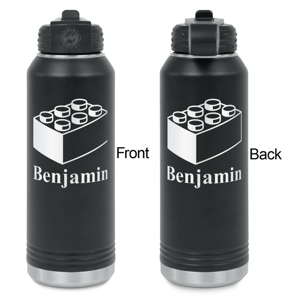 Building Blocks Laser Engraved Water Bottles - Front & Back Engraving - Front & Back View